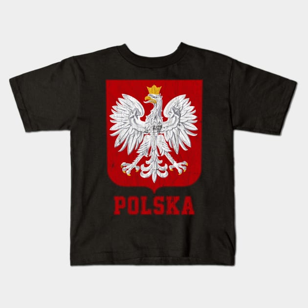 POLSKA Eagle / Retro Polish Pride Kids T-Shirt by DankFutura